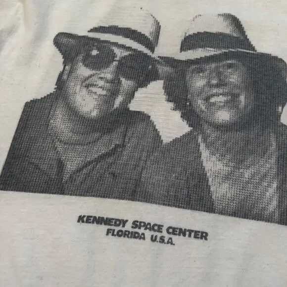 Vintage 70's Kennedy Space Center Florida USA White Ringer Tee Shirt Sz Large - Picture 2 of 9